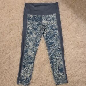 Under Armour Green and White Swirl Leggings, Size Medium